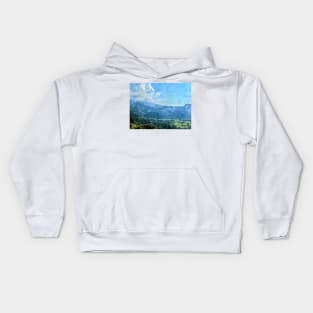 Mountain view of Northern of Thailand watercolor art Kids Hoodie